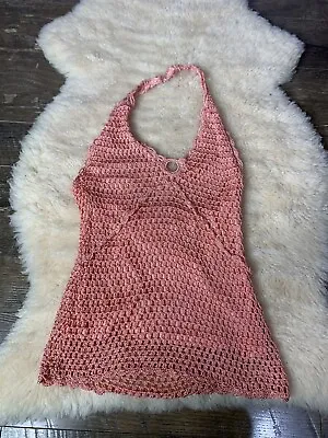 Vintage 1990’s Say What Crochet Top Women’s Pink Halter Indie Mermaid  • $35