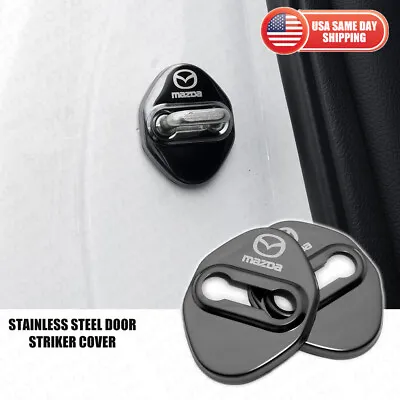 $12.99 • Buy 2pcs Mazda Speed Black Stainless Steel Door Striker Cover Lock Buckle Cap Sport