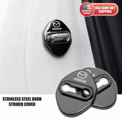 2pcs Mazda Speed Black Stainless Steel Door Striker Cover Lock Buckle Cap Sport • $12.99