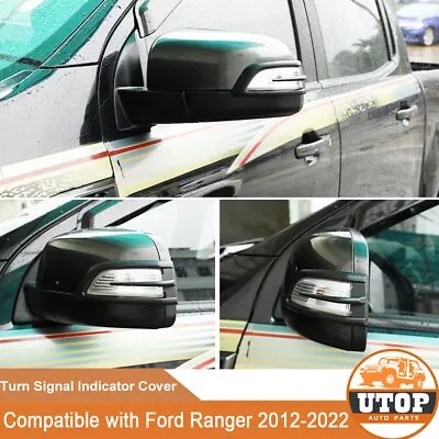 Side Mirror Turn Signal Light Cover Trim Matte Black For Ford Ranger 2015-2022 • $25.99