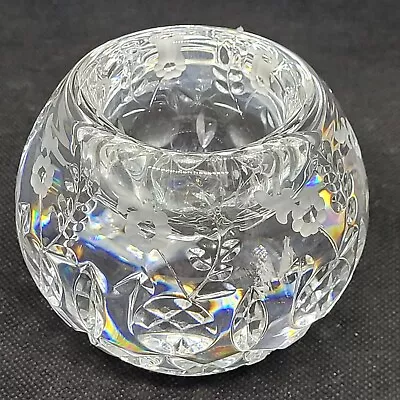 Vintage Rogaska Etched Floral Cut Lead Crystal Paperweight • $20