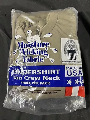 Us Military Army 3-pack Crew Neck Tan T-shirt Moisture Wicking Undershirt Large • $28