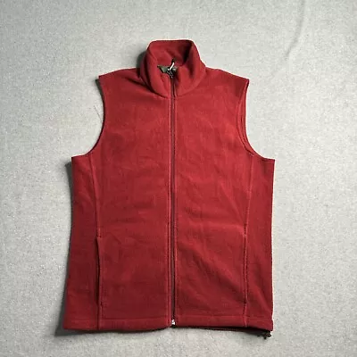 Woolrich Vest Mens Medium Red Solid Fleece Full Zip Outdoors Mountains Adult • $19.99