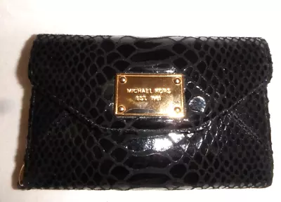 MICHAEL KORS Wallet Black Gold Snakeskin Small IPhone Mini Phone Cover Card • $13