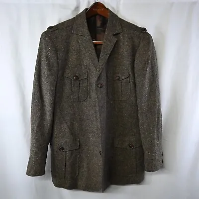 Paisley & Gray 44 X-Long Brown Tweed Military Slim Blazer Suit Jacket Sport Coat • $39.99