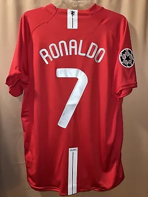 2008/09 CR7 #7 Ronaldo Man United Red Short Sleeve Jersey UCL Final Men’s L • $55