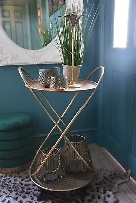£119.99 • Buy Beautiful Two Tier Art Deco Drinks Trolley In Gold Statement Design 78cm Tall