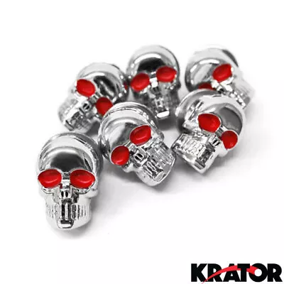 6PCS SKULL CHROME MOTORCYCLE LICENSE PLATE FRAME BOLTS SCREWS Fastener Red Eye • $9.99