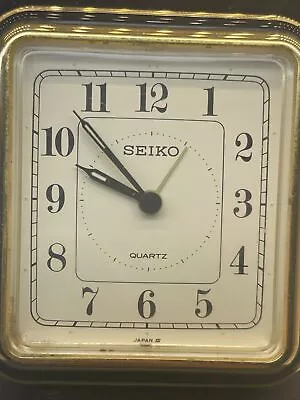 Vintage SEIKO Travel Alarm Clock - JAPAN In Black Leather Case Gold Trim Tested • $29.99