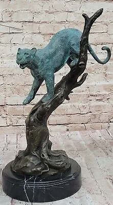 Handcrafted Mountain Lion Bronze Statue Signed Detailed Artwork By Williams • $399