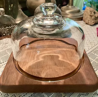 $30 • Buy Vintage Goodwood Teak Glass Dome Cheese Keeper