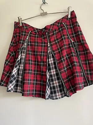 16 Blackmilk Plaid Cherry Vs Plaid Navy Zip Skirt • $50