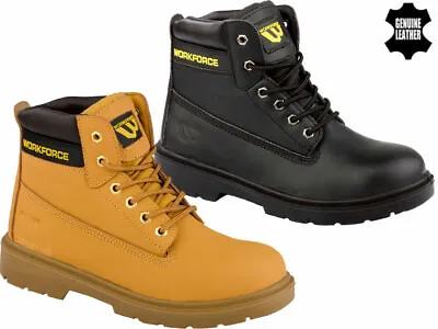 Mens Leather Ankle Safety Boots Lace Up Steel Toe Cap Work Boots Hiker Shoes Sz • £24.95