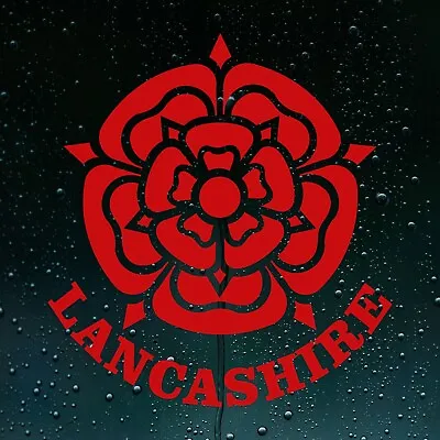 £2.10 • Buy Lancashire County Text Red Rose Self-Adhesive Vinyl Decal Car Bumper Sticker