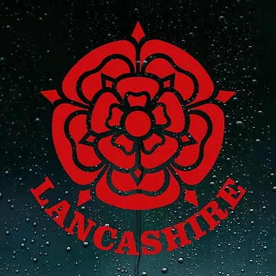 Lancashire County Text Red Rose Self-Adhesive Vinyl Decal Car Bumper Sticker • £2.20