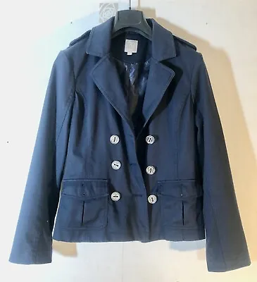 Military Style Navy Blue Cotton Jacket Fully Lined Ladies Size 10 • £4.50