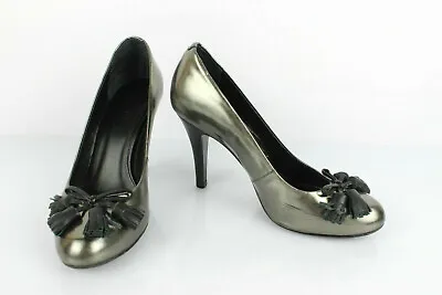 Minelli Leather Court Shoes Color Lead Metallic T 37 Good Condition • $43.84