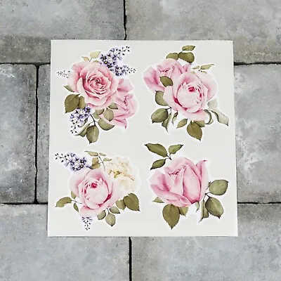 £3.99 • Buy 4 X Watercolour Rose Stickers - Decals - Transfers - Self Adhesive Vinyl