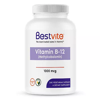 Bestvite Vitamin B12 (Methylcobalamin) 1000mcg (240 Vegetarian Capsules) • $15.49