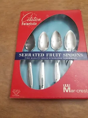 Marcrest Citation Serrated Fruit Spoons 4 Piece Atomic Futuristic New Old Stock • $10