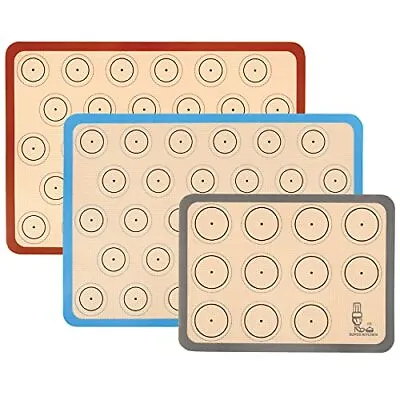 Silicone Baking Mat Macaron - Set Of 3 (2 Half Sheet 16.5x11.6 RedBlueGray • $26.31