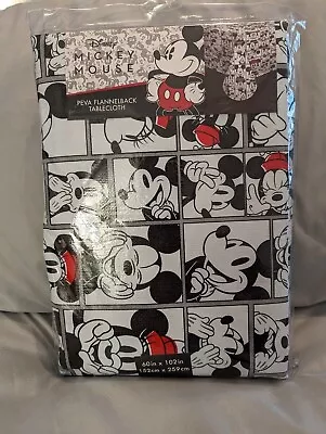 Disneys MIckey Mouse Peva Flannel Back Tablecloth 60 X102  Red White Black • $27.99