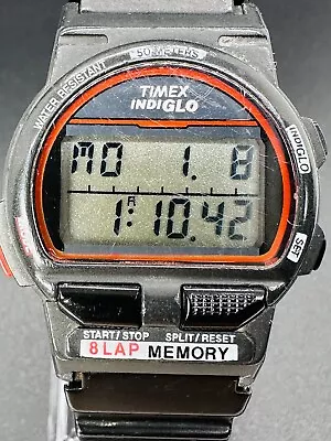 Rare Working 1994 Vintage Mens Timex Triathlon 8 Lap 50m 731-A Memory M3 • $50