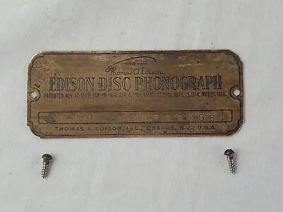 Edison Diamond Disc Record Player C-150 Parts - Rectangle Model # Brass Badge • $18.95