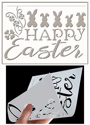 Happy Easter Stencil Egg Bunny Vintage Paint Wall Wood Cardmaking Reusable EA6 • £5.99