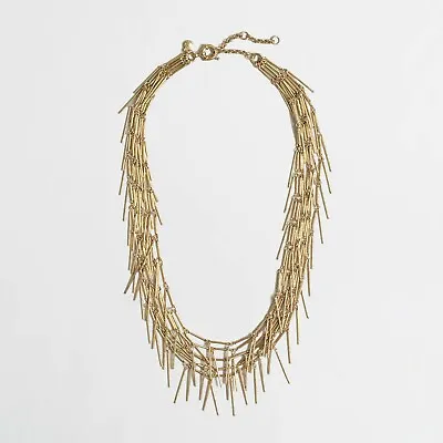 NEW J CREW Golden Layered Stick Fringe 18  Collar Fashion Necklace Gift Bag NWT • $32.99