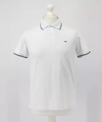 Ea7 Emporio Armani Mens Short Sleeve Polo Shirt Uk L White Rrp £110 Eg • £40.26