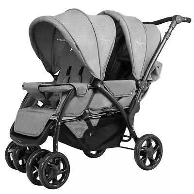 Baby Pram Double Seat Safety Belt Adjustable Backrest Buggy Pushchair Stroller • £179.95