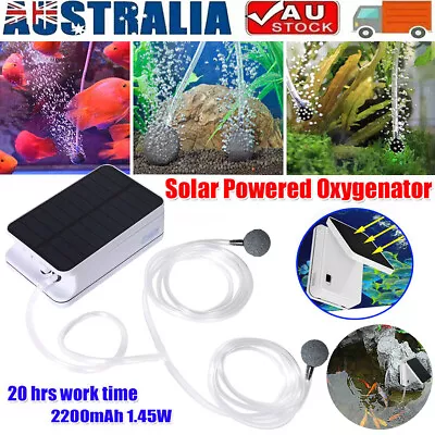 Solar Powered Oxygenator Air Pump Aquarium Fish Tank Pond Pool Oxygen Aerator AU • $35.88