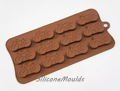 12 Cell Bicycle Bike Silicone Mould Cycling Chocolate Candy Cake Wax Soap Resin • £5.99