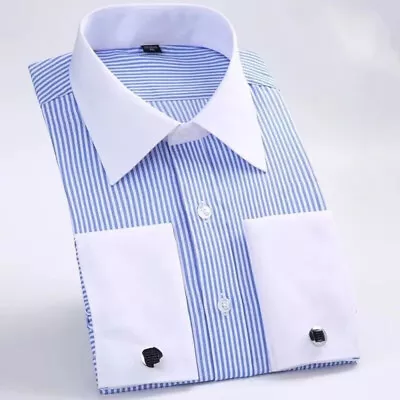 Luxury Mens Casual Double Collar Slim Fit Formal Shirt Italian Design • £23