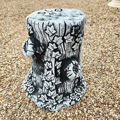 Concrete Tree Log Stump And Ivy Plinth Black And White • £29.99