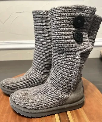 UGG - Cardy II Grey Crochet Knit Boots - Youth 1 - 1017328K • $21