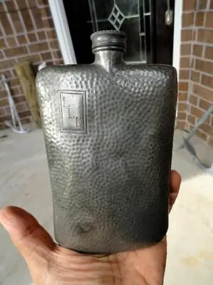 Vintage JAMES DIXON & SONS Hammered Pewter Whiskey Flask SHEFFIELD Made England • $35