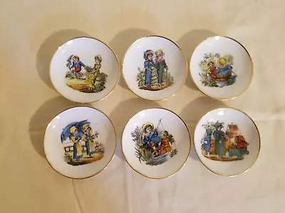 Set Of 6 Vintage Miniature Decorative Plates W/Gold Trim • $25