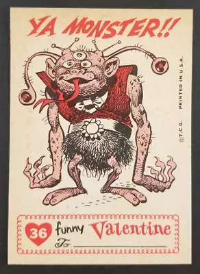 Three Eyed Ugly Monster 1959 Valentine Topps Card #36 (NM) • $4.95