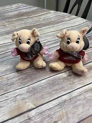 Vintage HARLEY DAVIDSON  Racer  Pair Of Pig Stuffed Bean Bag Plush (1998) Pink • $19.99