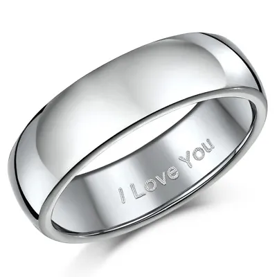 Titanium Wedding Engagement Ring Engraved ''I Love You'' 7mm Band Mens/Ladies  • £17.95