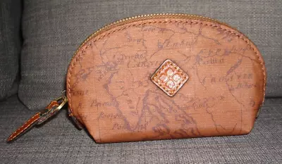 Patricia Nash Signature Map Coated Cotton Canvas Coin Purse Pouch Leather Trim • $29.99