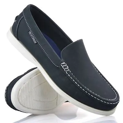 £24.98 • Buy Mens Leather Slip On Walking Boat Deck Casual Driving Moccasin Loafer Shoes Size