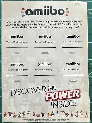 UNUSED 2014 Nintendo Amiibo Identifying Sticker Sheet Promo Display FREE SHIP • $22.99