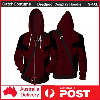 Marvel Deadpool Hoodie 3D Printed Sweatshirt Pullover Zipper Jacket Coat Unisex • £24.17