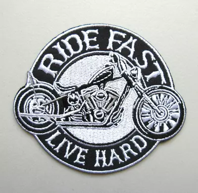 Harley Davidson Indian Honda Motorcycle Riders Ride Fast Live Hard Iron On Patch • $4.99