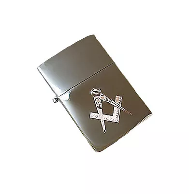 Silver Masonic Petrol Flip Top Lighter Engraved Gift • £11.99