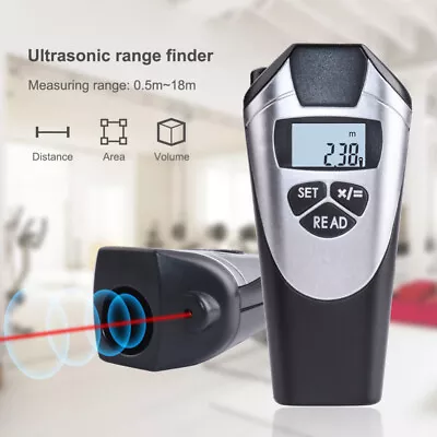 Handheld Digital Laser Ultrasonic Point Distance Meter Measure Range Finder 18m • £18.89