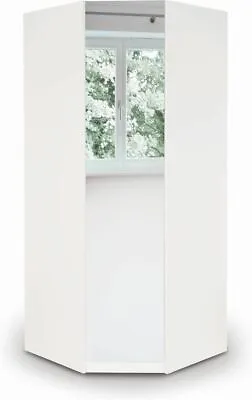 £299 • Buy Mirror & White 1 Door Corner Wardrobe Dia80cm X H187cm ACTION